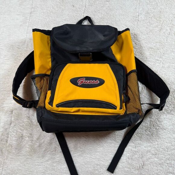 Vintage Y2K Guess Unisex Yellow Large Backpack - Picture 1 of 6